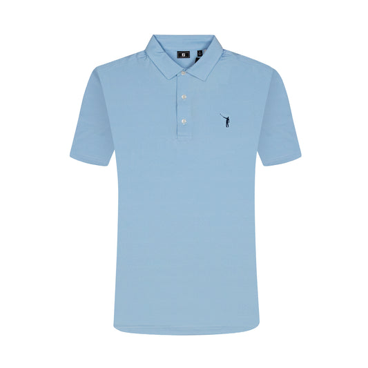 NLU x FJ MicroFeeder Stripe Lisle Polo | Light Blue & White (Athletic Fit)