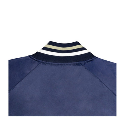 No Laying Up x Official League Summer Satin Baseball Jacket | Navy & Silver