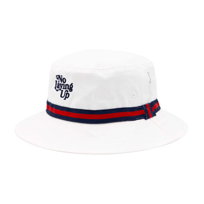 NLU Friendly Skies Bucket Hat - White w/ Navy & Red Ribbon