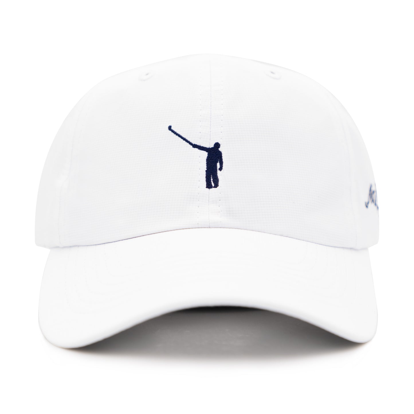 The No Laying Up Performance Hat w/ Dual Logos | White w/ Navy Wayward Drive and Modern Script