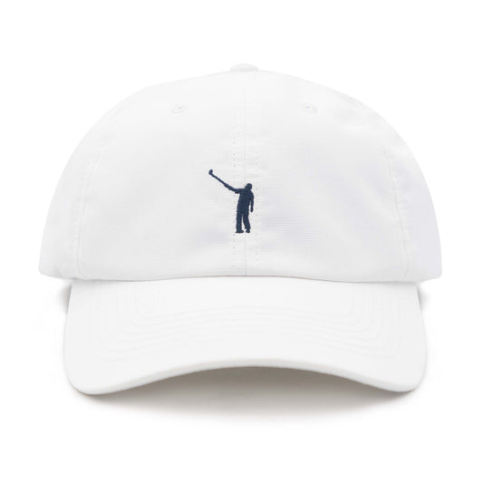 No Laying Up Custom Performance Hat | White w/ Navy Wayward Drive Logo