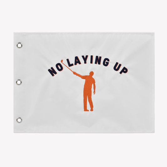 No Laying Up Wayward Skeleton Pin Flag | White w/ Navy & Orange