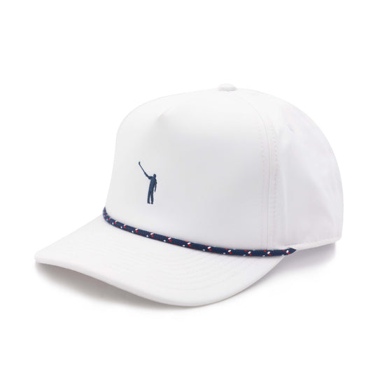 The NLU Performance Rope Hat | White w/ Navy Wayward Drive and Navy/Red/White Rope