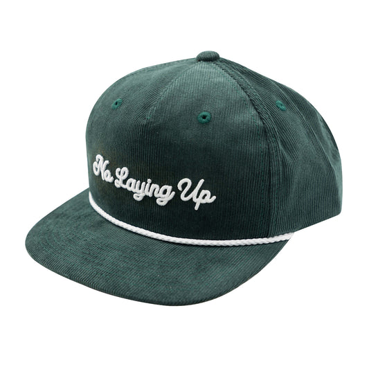 No Laying Up Script Corduroy Rope Hat | Spruce Green w/ White