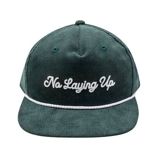 No Laying Up Script Corduroy Rope Hat | Spruce Green w/ White