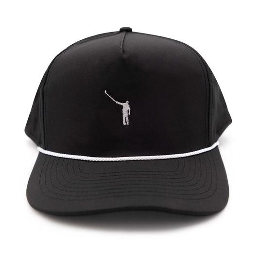 The No Laying Up Wayward Drive Rope Hat | Black with White Rope