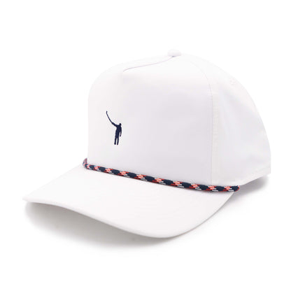 No Laying Up Wayward Rope Hat | White with Navy/Red Rope