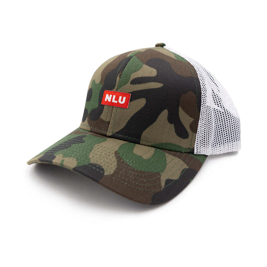 NLU Small Patch Hat | Red NLU Patch on Camo w/ White Mesh