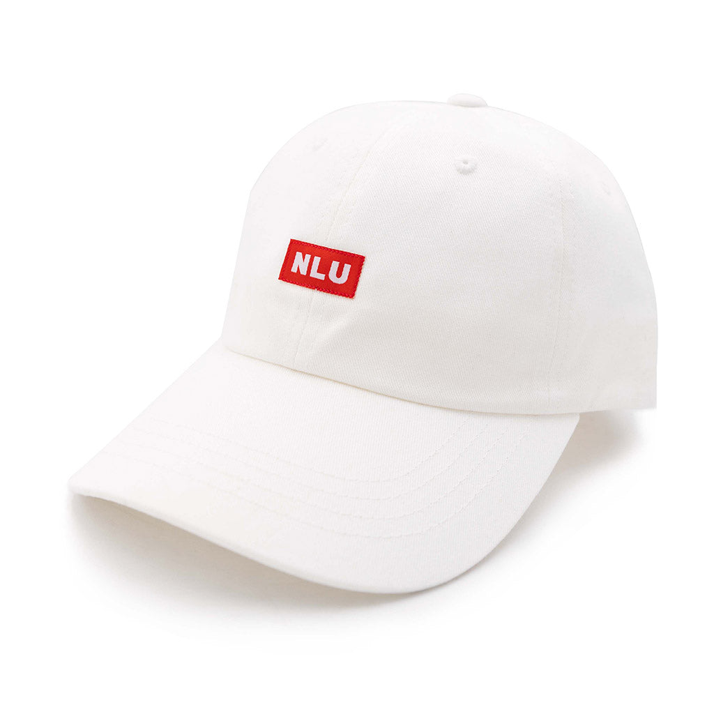 NLU Patch Dad Hat | Small Red NLU patch on White