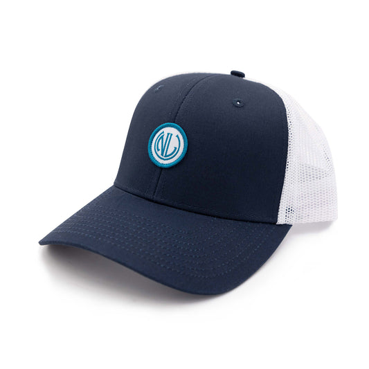 NLU Monogram Patch Hat | Teal and White on Navy w/ White Mesh