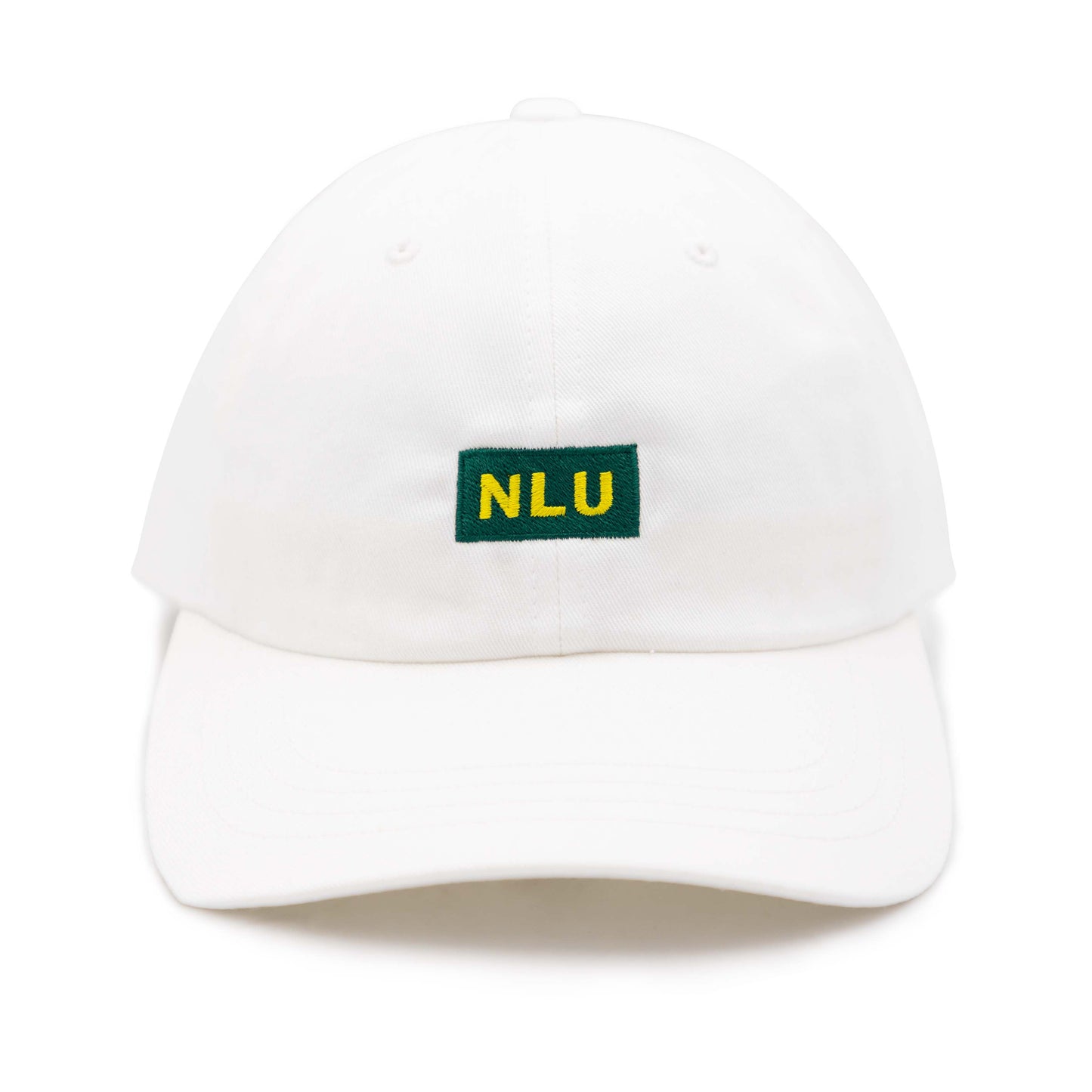 NLU Dad Hat | Green & Yellow NLU on White