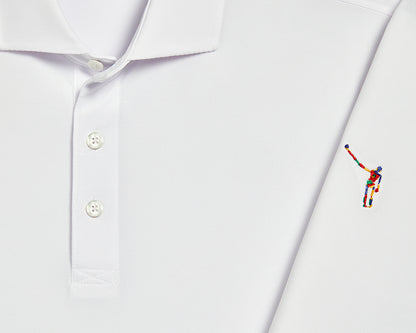 NLU + H&B Long Sleeve Polo | White w/ "Tie Dye" Skeleton