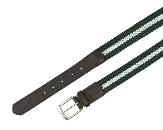 NLU + H&B Stretch Belt | Evergreen & White Club Stripe