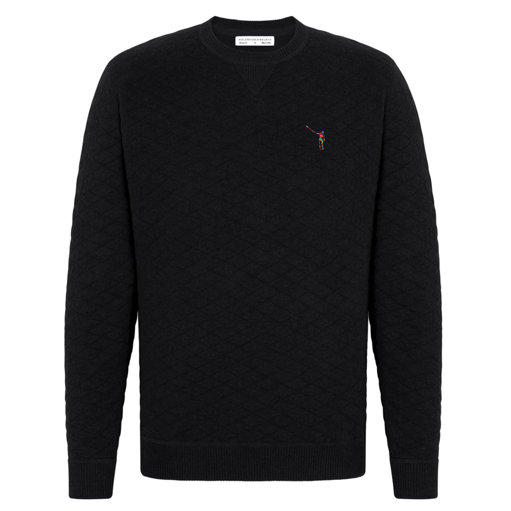NLU + H&B Diamond Knit Sweater | Black with Tie Dye Wayward Skeleton