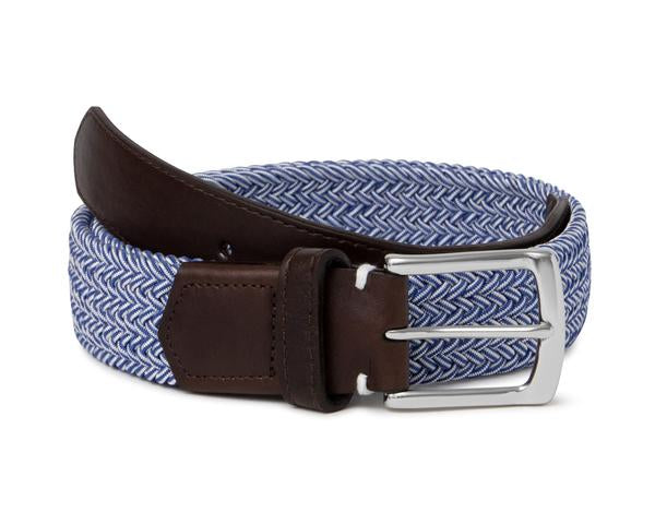 NLU + H&B Stretch Belt | Blue & White Microstripe