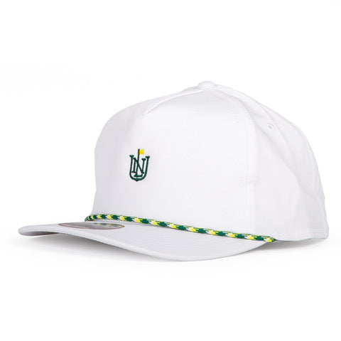 NLU Crest Rope Hat | White with Green and Yellow Rope