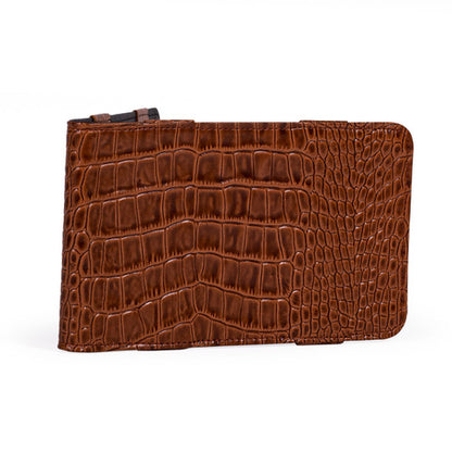 Yardage Book Cover | Cognac Gator Leather w/ White Wayward