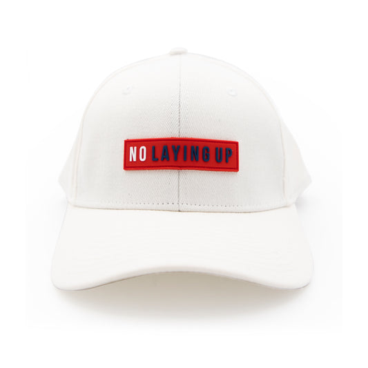 No Laying Up Red, White and Blue Patch Hat | White Adjustable Flexfit