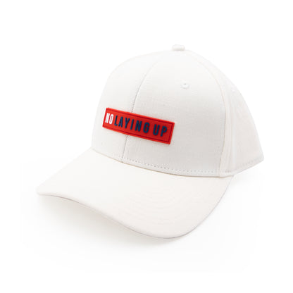 No Laying Up Red, White and Blue Patch Hat | White Adjustable Flexfit
