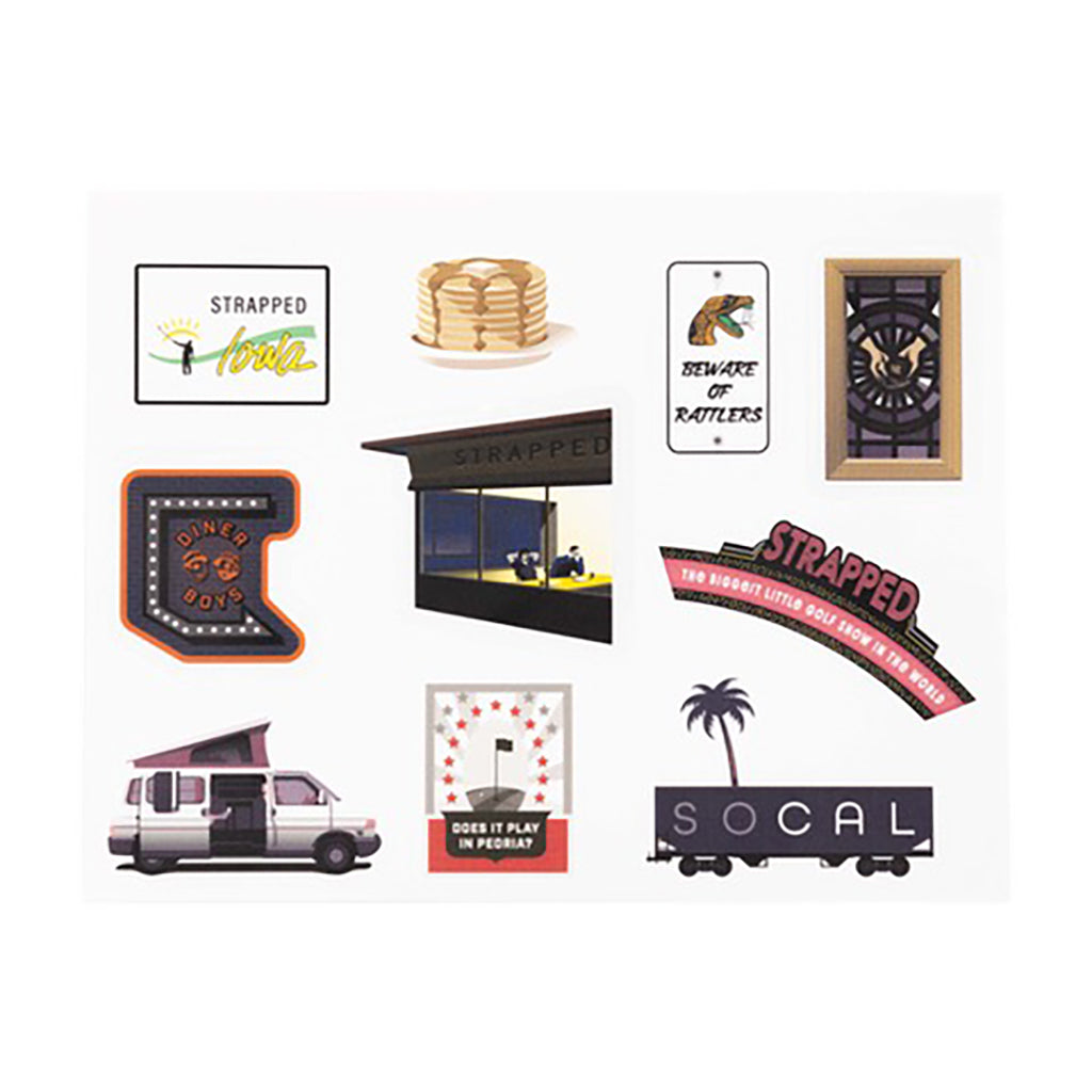 Strapped Icons Sticker Sheet – No Laying Up