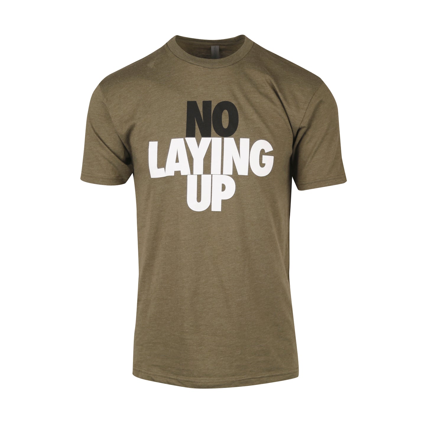 No Laying Up T-shirt | Heather Military Green - Black & White Logo