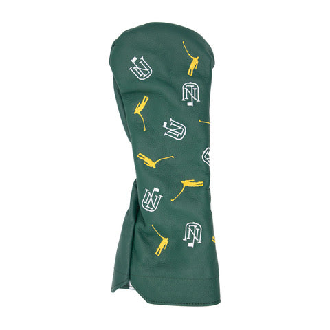 Driver Headcover | Green Leather w/ White and Yellow Logo's all-over