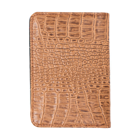 NLU Scorecard Holder | Cognac Gator Leather w/ White Wayward Drive Logo