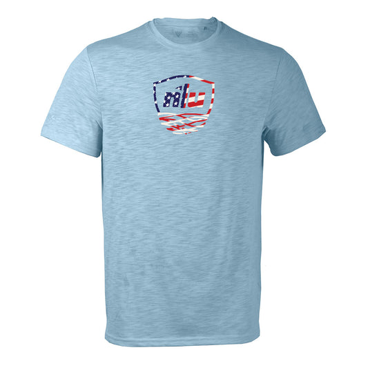 Nest T-Shirt by Levelwear | Light Blue w/ Red, White and Blue Nest Logo