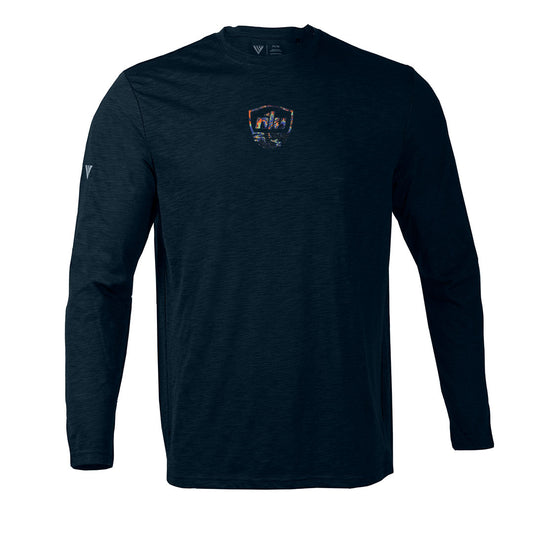 Nest Long Sleeve T-Shirt by Levelwear | Navy w/ Acid Drop Nest Logo