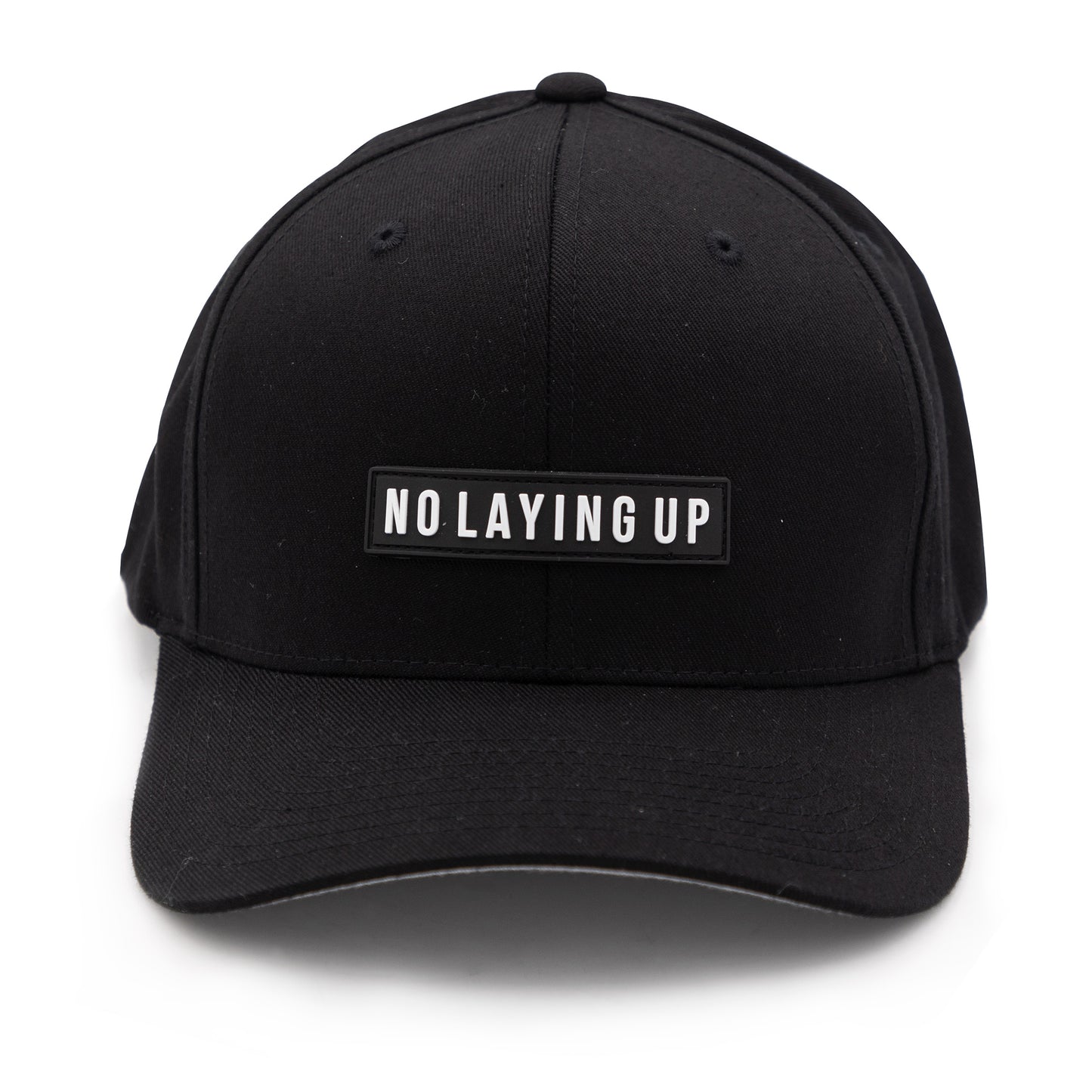 No Laying Up XXL Patch Hat | Black FlexFit with Black No Laying Up PVC Patch