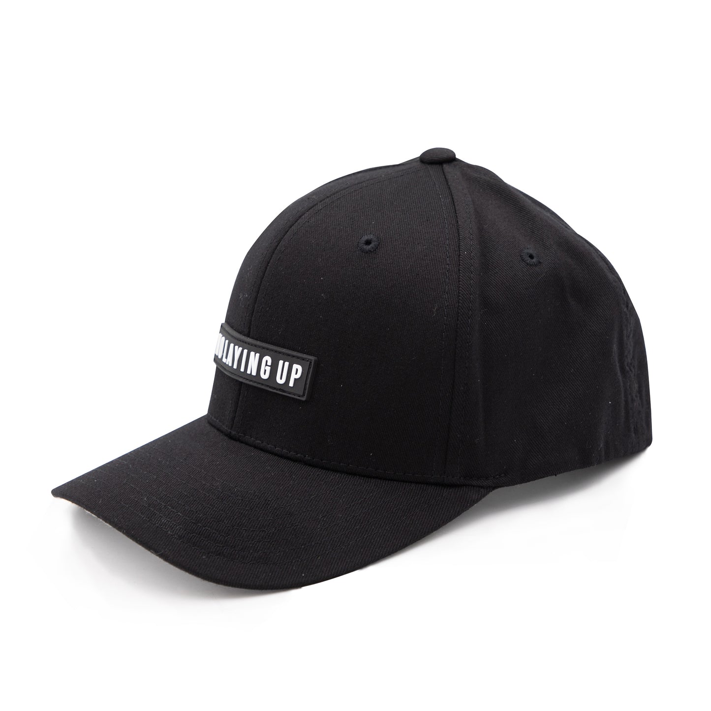 No Laying Up XXL Patch Hat | Black FlexFit with Black No Laying Up PVC Patch