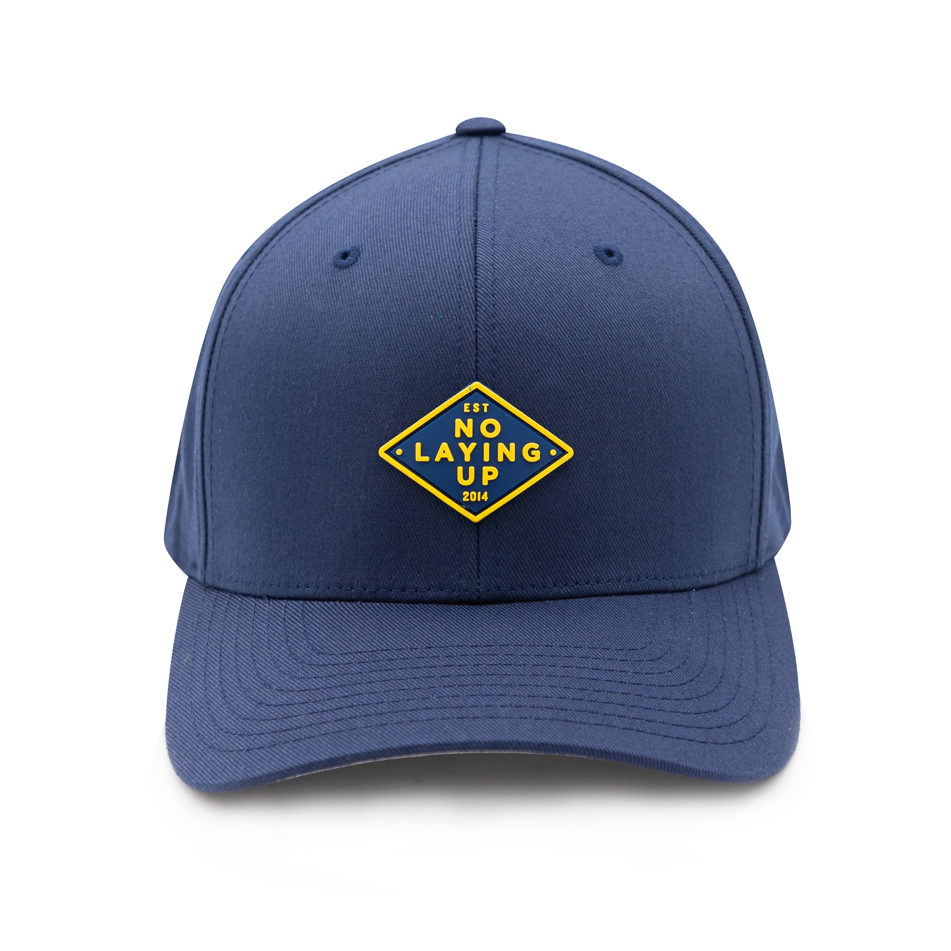No Laying Up XXL Patch Hat | Navy FlexFit with Gold and Navy Retro PVC