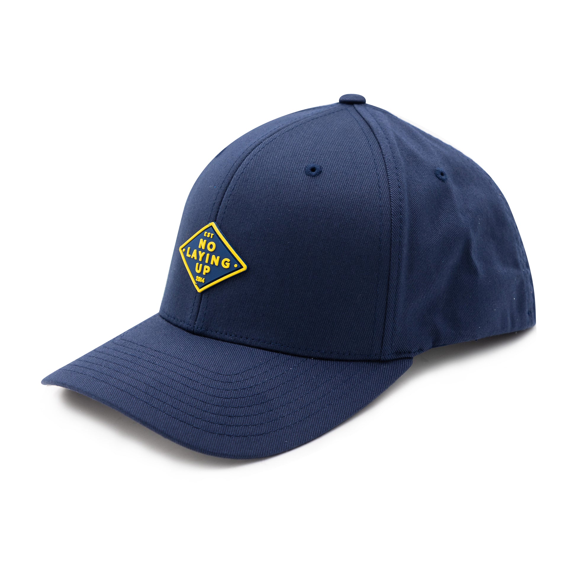 No Laying Up XXL Patch Hat | Navy FlexFit with Gold and Navy Retro PVC