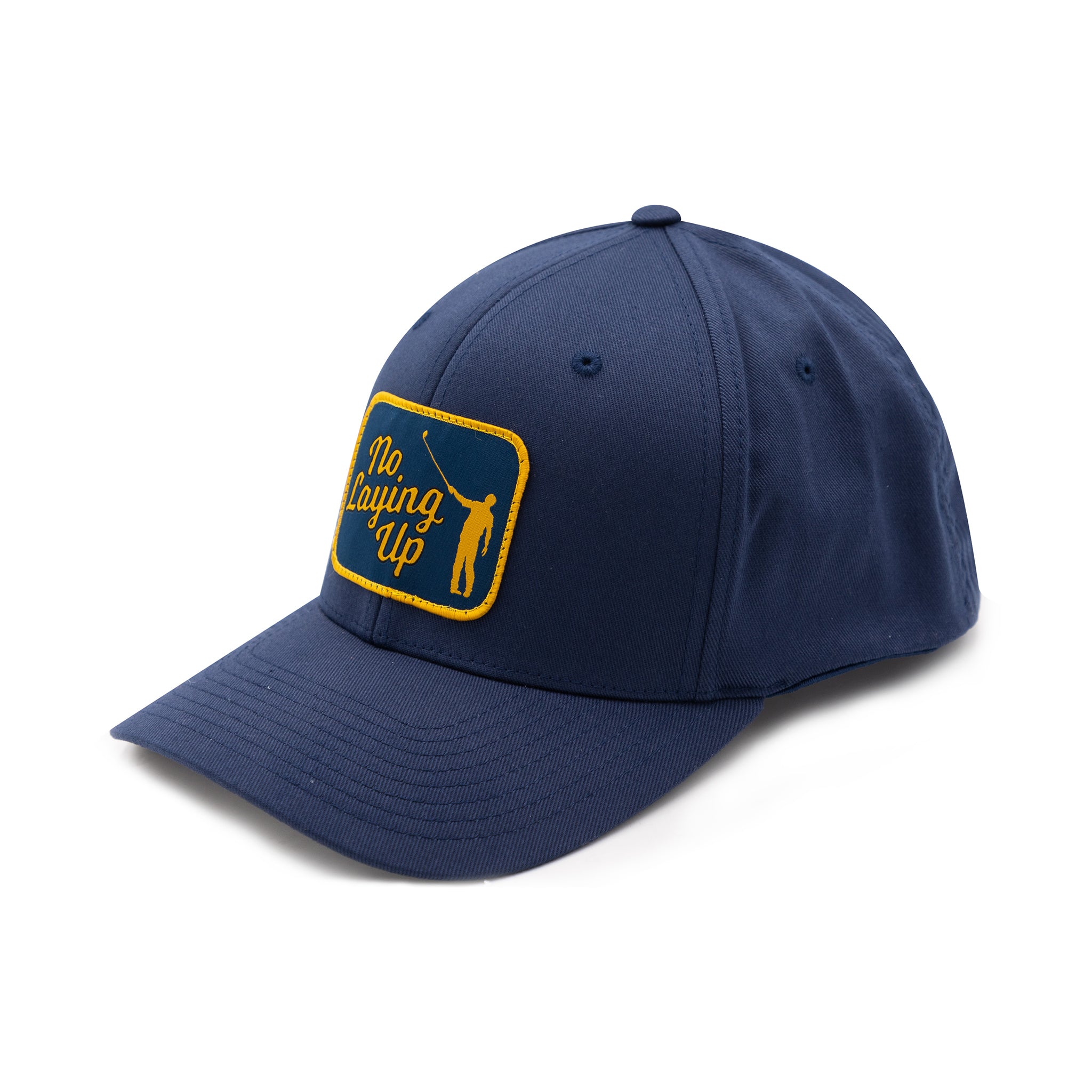 No Laying Up XXL Patch Hat | Navy FlexFit with Gold and Navy Retro  Rectangle Patch