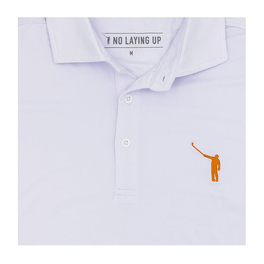 NLU Performance Polo | White with Burnt Orange Logo