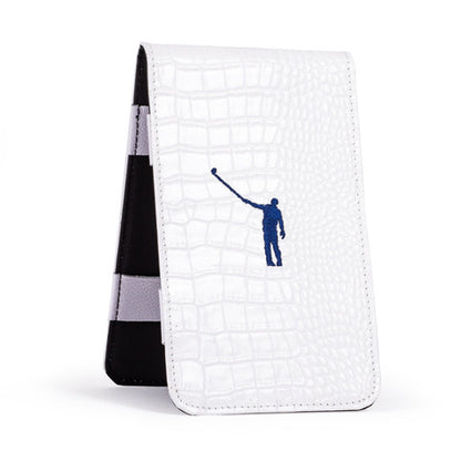 Yardage Book Cover | White Gator Leather w/ Navy Wayward