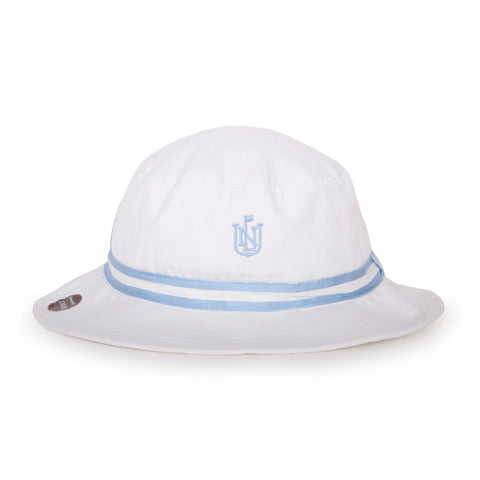 Kids Bucket Hat - White w/ Light Blue Ribbon